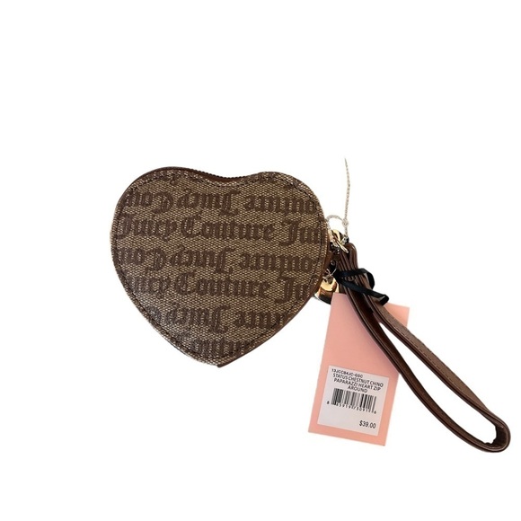 Juicy couture tan gothic logo heart coin pouch